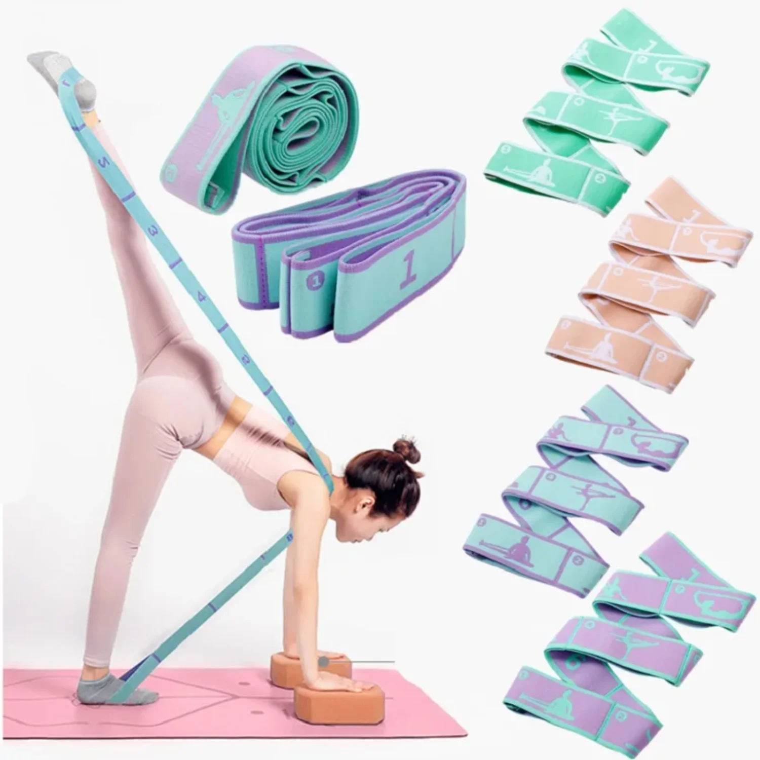 Yoga Stretching Belt Dance Band Loop Pilates Fitness Tension  Digital Stretch Elastic Resistance