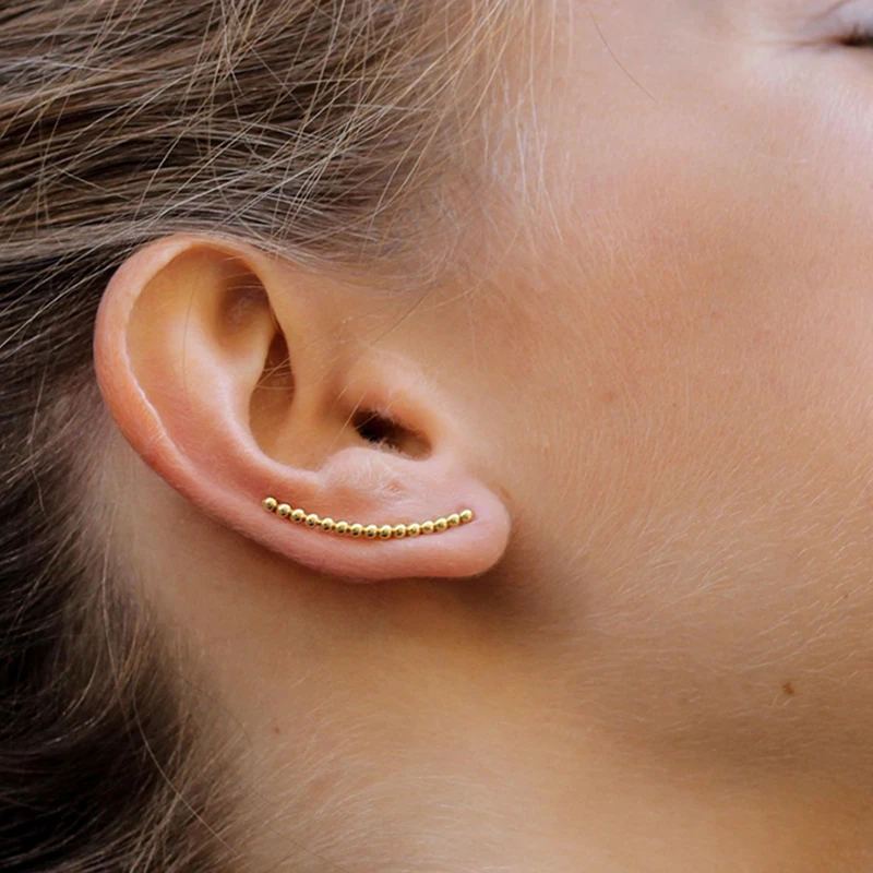 Aide 925 Sterling Silver Stud Earring For Women 2021 Trend Gift Round Bead Earrings Ear Climber Luxury Jewelry Pendiente Brincos