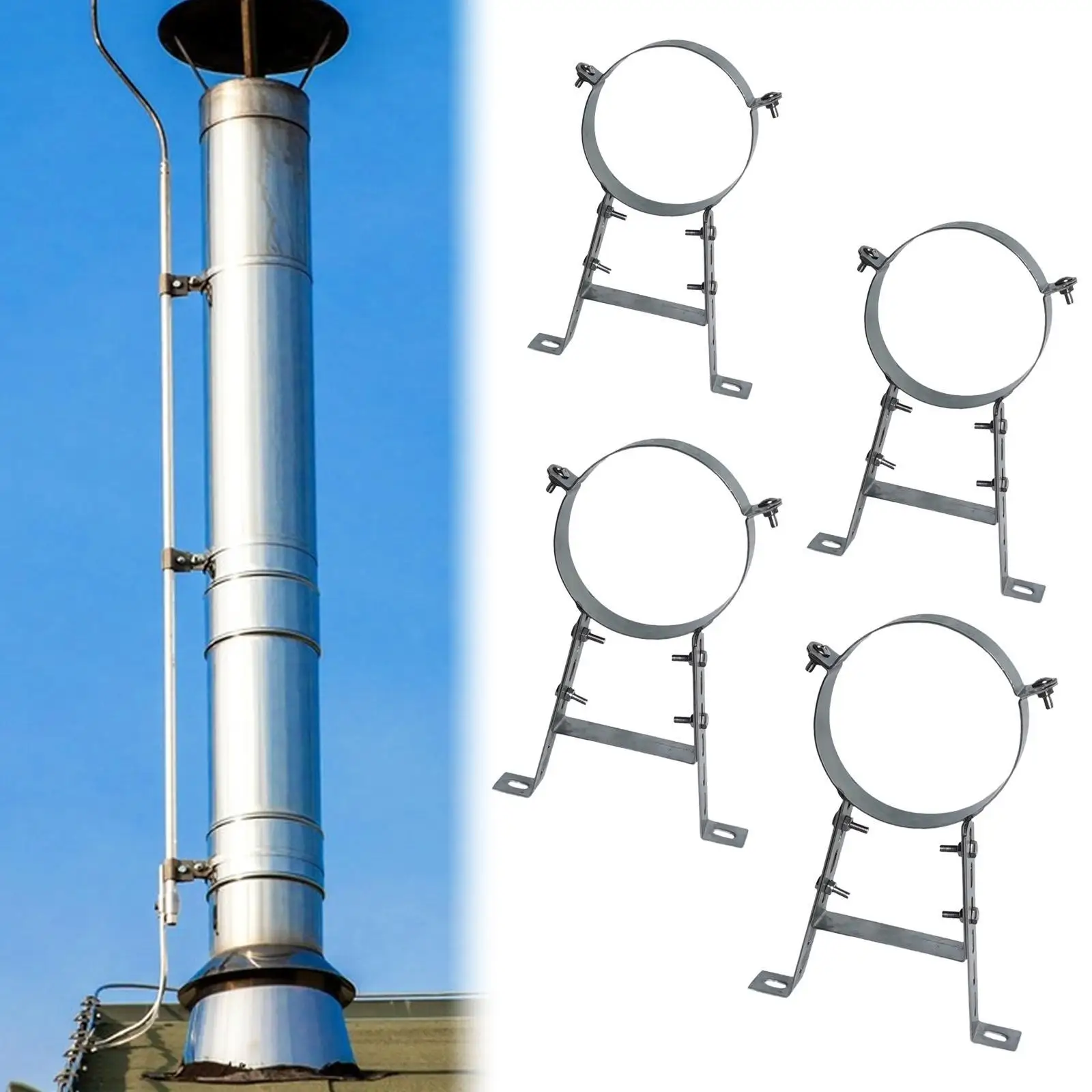 

Chimney Pipe Wall Strap,Chimney Pipe Bracket Holder, B Vent Wall Strap,Pipe Bracket Clamp for Fireplace,Home Winter Decor