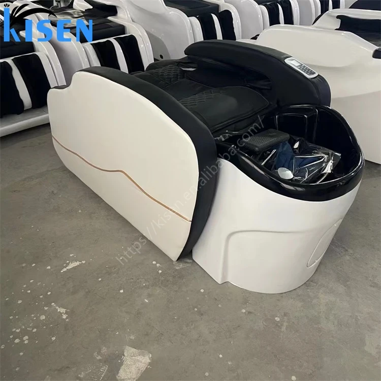 Hot Sale Beauty Salon Stainless Steel and PU Massage Shampoo Chair Hairdressing Bed with White or Black Basin for Spa Use - Image 5