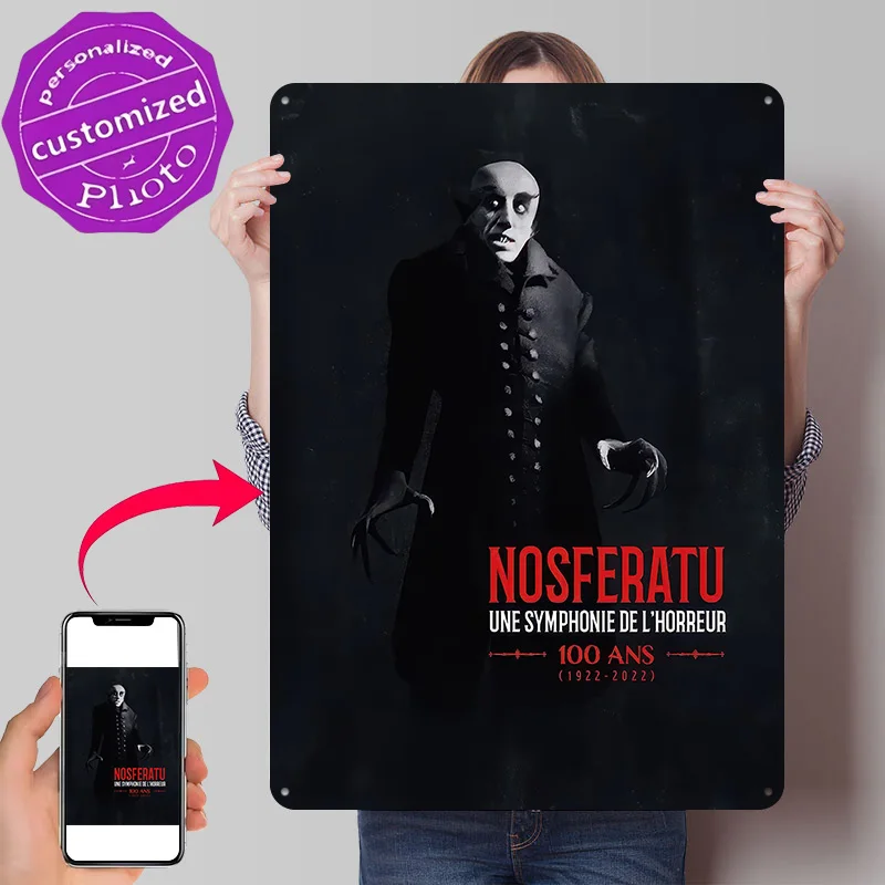 Nosferatu: A Symphony of Horror Metal Poster Perfect Gift for Fans Lovers Personalized Wall Art Metal Sign for Wand Deko Decor