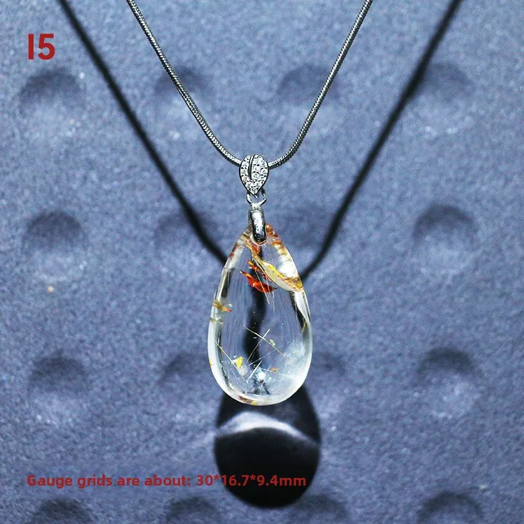 Unique Chinese Style Natural Golden Rutilated Quartz Teardrop Pendant Lucky Wealth Attracting Good Fortune Amulet Spiritual Heal