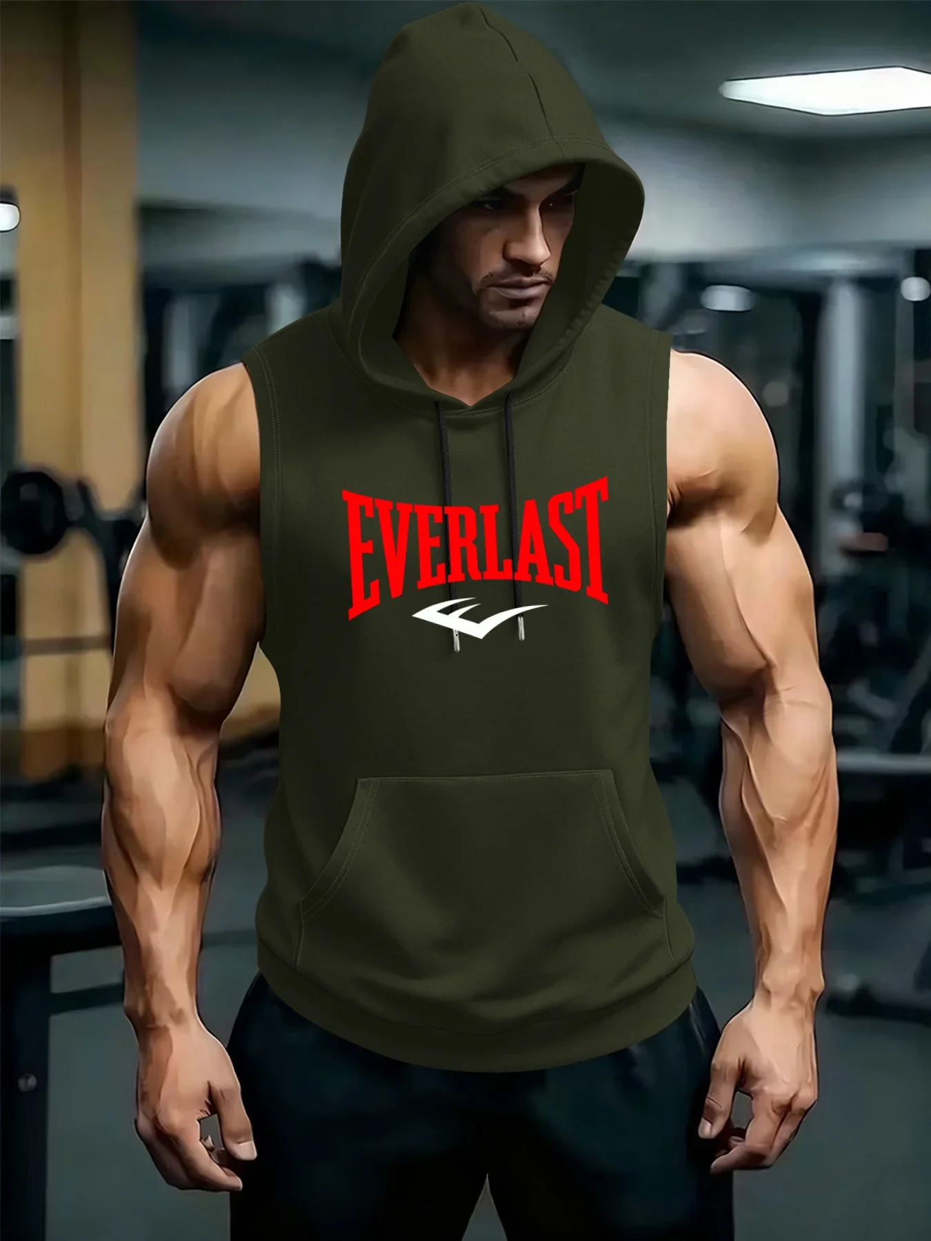 2026 Neue Herren Fitness- und Bodybuilding-Sportweste Ärmelloses T-Shirt Herren Laufweste mit Kapuze – Detail 16