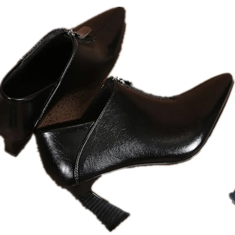 2024 NEW comfort British style Women Fashion Sweet High Quality Side Zipper Short Ankle Boots Lady Brand Design Boot High heels