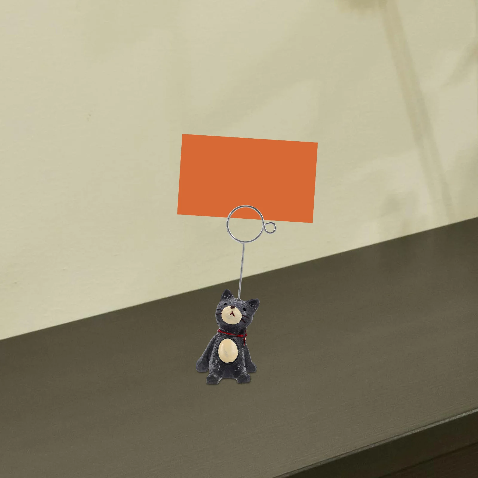 

Dark Gray Resin Little Cat Desktop Ornament Photo Clip Cartoon Note Holder Table Number Card Display for Wedding Party Office