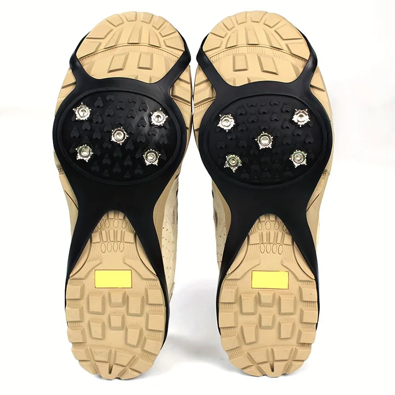 

Strong Grip 5 Studs Anti-Skid Snow Ice Climbing Shoe Spikes Ice Grips Cleats Crampons Winter Climbing Anti Slip Shoes Cover