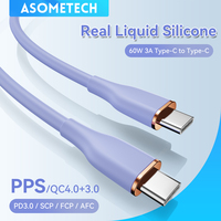 ASOMETECH 1M/2M USB C To Type C Cable PD 60W Fast Charging Wire USB-C Charger Data Cord For Macbook Samsung Xiaomi Type-C Cable