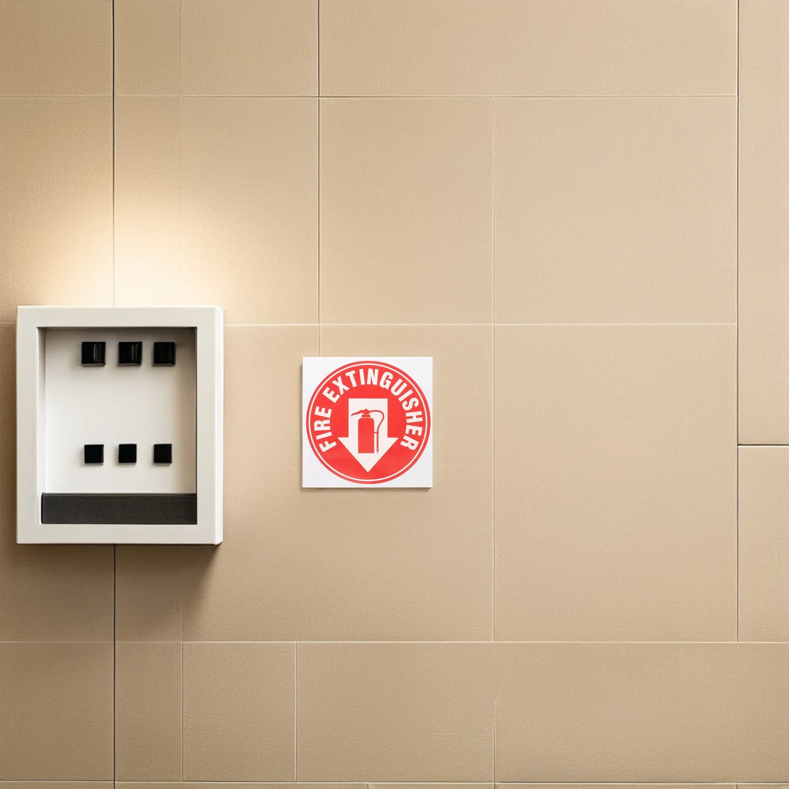 50pcs Sticker Self-Adhesive Waterproof Decal Fade Resistant High Visibility Label For Indoor Outdoor Use Round Red Extinguisher