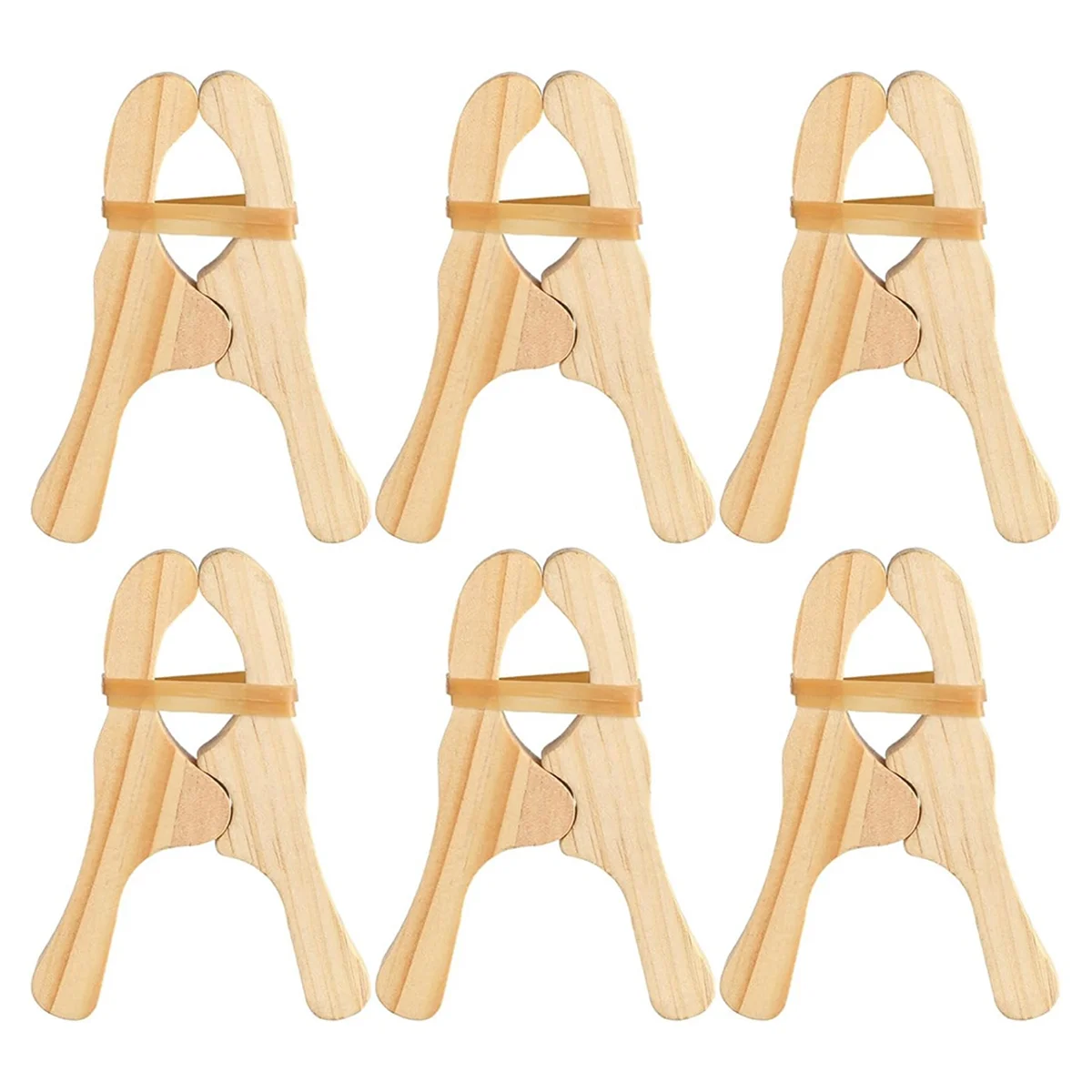 6-Pack Wooden Play Clips for Curtains, Wardrobes, Balcony,Creative Wooden Clips