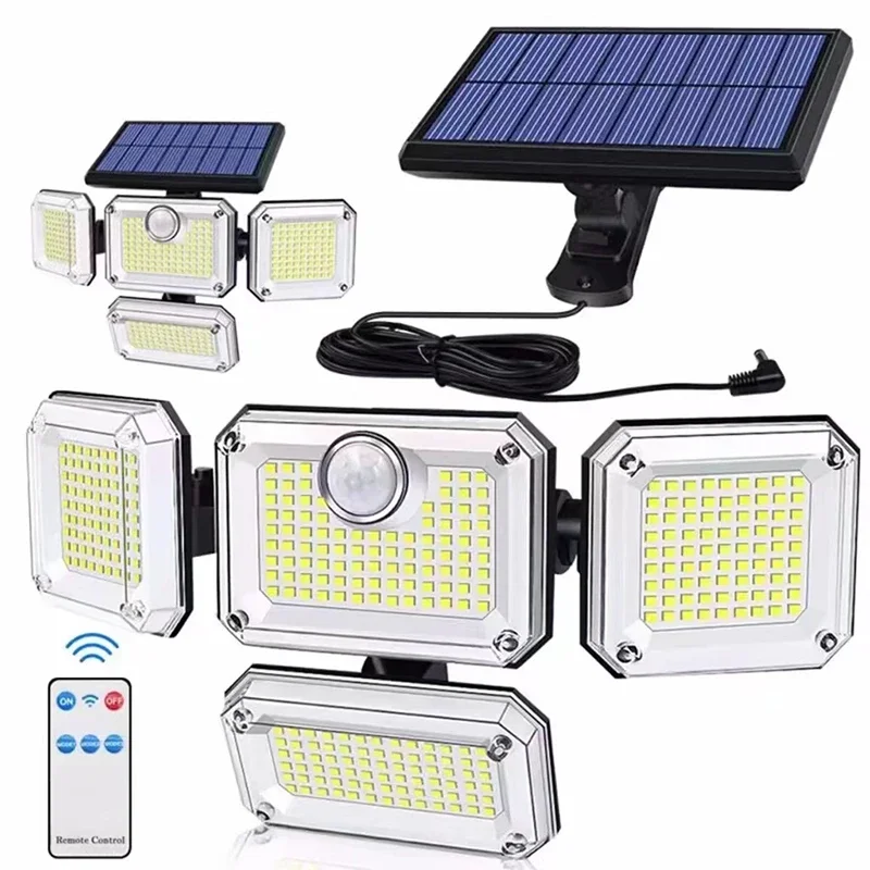 

138/198/333/74 LED Solar Lights Outdoor Motion Sensor Human Induction Adjustable Head IP65 Waterproof Solar Power Wall Lamp