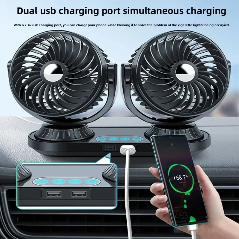 Durable Car Fan Large Truck 24v Volt 12v Strong Refrigeration Minivan Air Conditioner Shaking Head Electric Fan