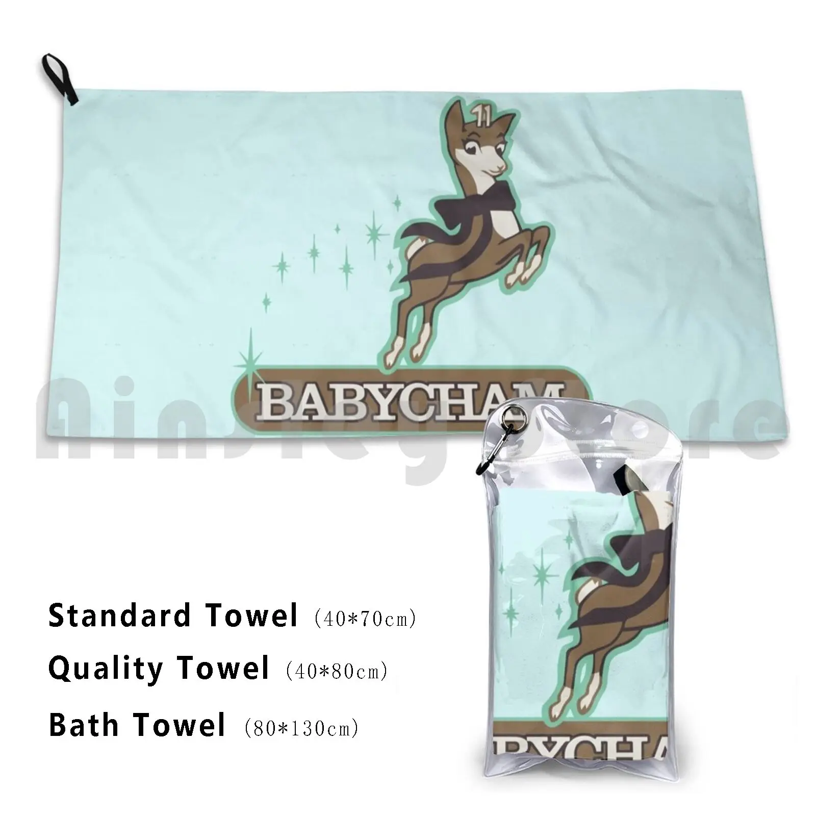 Babycham Beach Towel Quick Dry Quality Towel Bubbly Sparkling Deer Baby Vintage Pear Cider