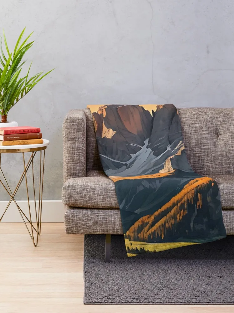 Dolomites Peaks Bathed in Sunset Glow Throw Blanket for winter For Decorative Sofa Single Blankets