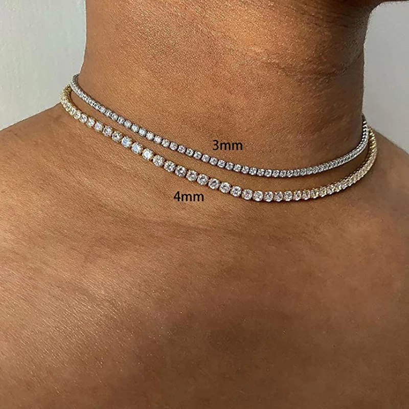 Neue S925 Sterling Silber Hip Hop Voller CZ Halsband Kette Halskette Für Frauen Luxus Cubic AAA Zirkon Kurze Zubehör Edlen Schmuck – Detail 3