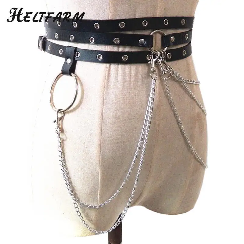 

1pcs Strap Waistband Binding Chain Black Party Accessories Sexy Punk Women Faux Leather Harness Garter Belt