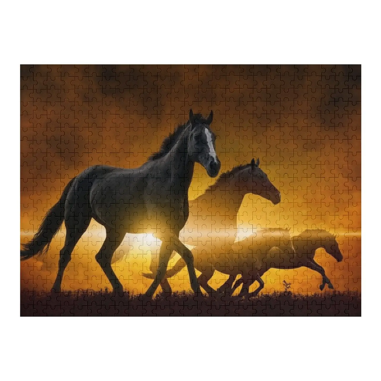 

Wild Black Horses Jigsaw Puzzle Custom Wooden Gift Personalized Name Iq Puzzle