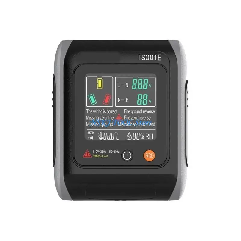 

L8RC Outlet Tester Temperature and Humidity Monitoring Clear Display for Electricians