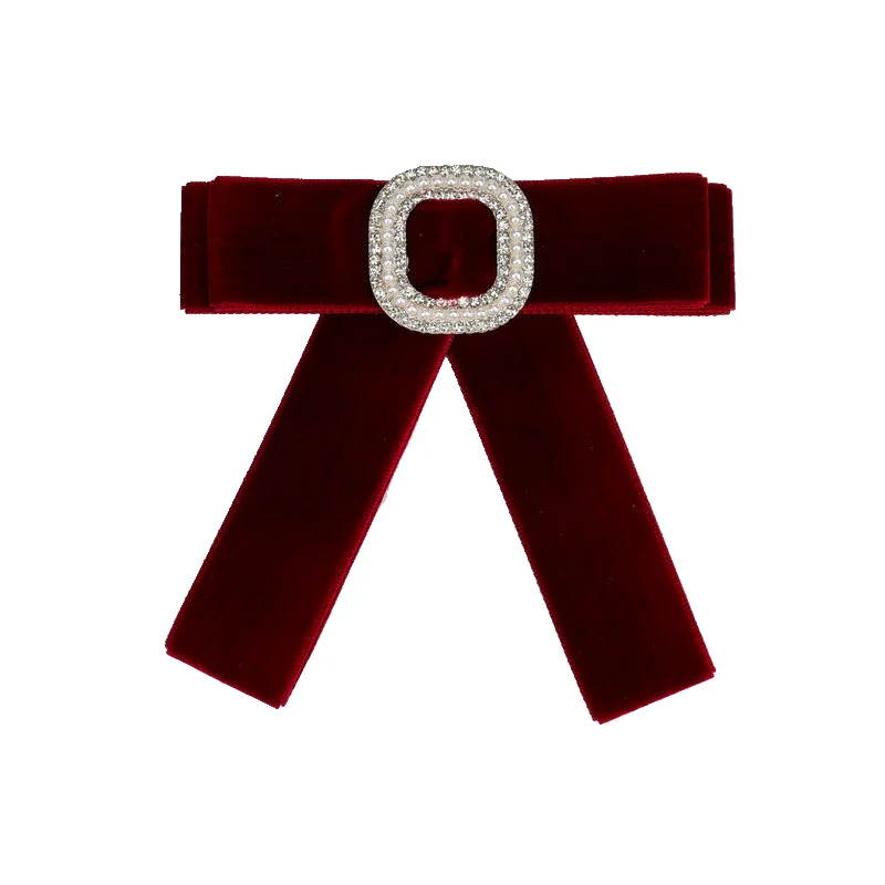 Vintage Fliege Samt Damen Perle Strass Quaste Brosche Chic Mädchen Eleganter Schmuck Weiße Hemden Kragen Pin Mädchen Krawatte Geschenk – Detail 5