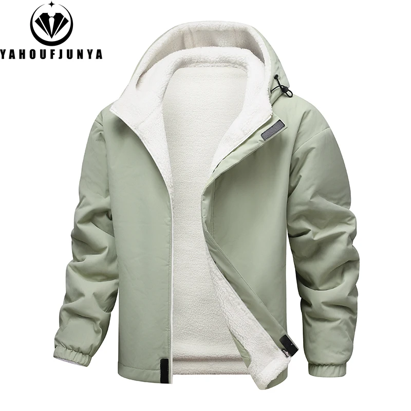 Autumn Winter Men Outdoor Windproof Fleece Warm Sport Jacket Men Hooded Large Size Joggers Casual Fashion Jacket Male Coat Tops