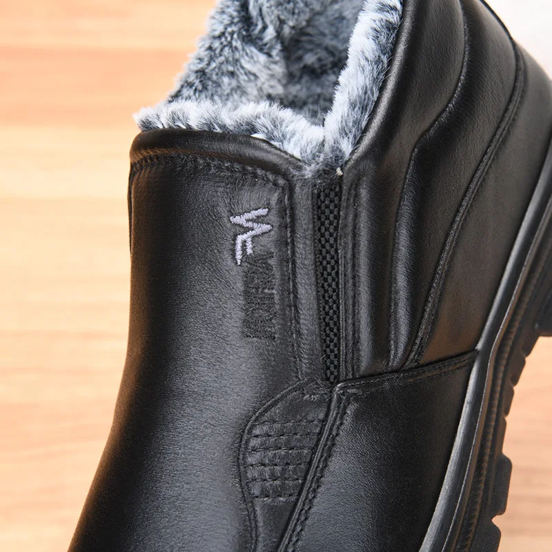 Herren-Winterstiefeletten mit Fleece-Futter, seitlichem Reißverschluss, rutschfester Sohle und Kunstlederobermaterial, warme und bequeme Alltagsschuhe für ältere Herren. – Detail 12
