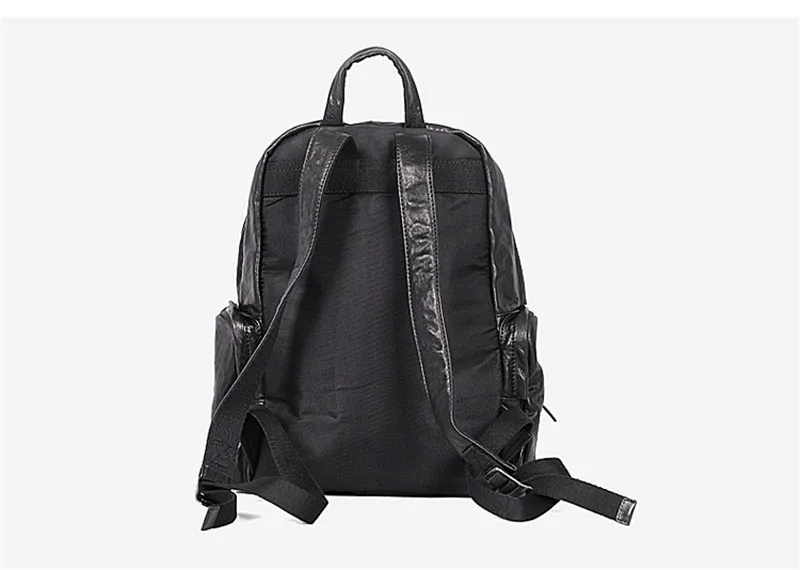 Casual de alta qualidade primeira camada de couro masculino feminino viagem preto mochila fim de semana ao ar livre designer luxo real couro bookbag