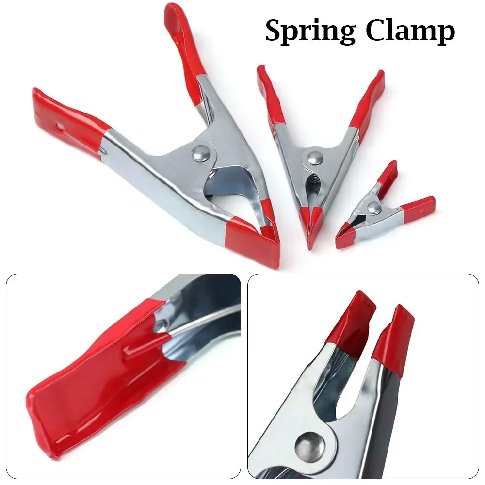 1pc 2/4/6 Inch Multifunction Metal Sheet Spring Clamps Tent Clip A-type  Crocodile Clip Red Plastic Tips Tool Clips Grip Holder