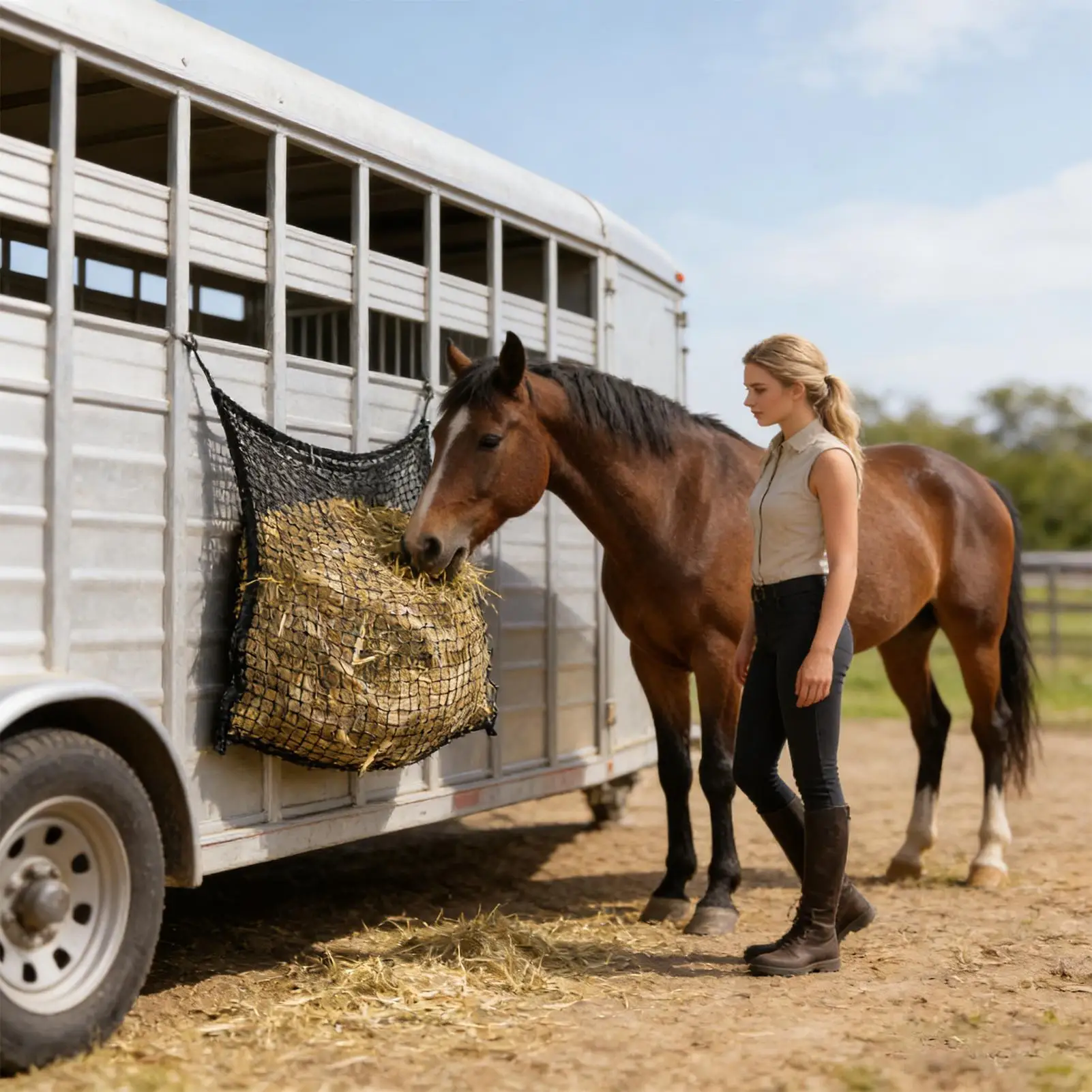 Hay Bags For Horses Tear-Resistant Bite-Proof Goat Feeder For Goats Sheep Horse Fences Trailers Stables Pastures Barn
