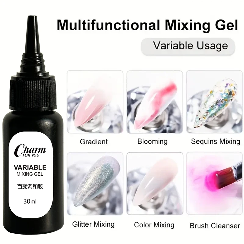 Nail Art Mixing & Glitter Blending Gel – Adjusts Nail Polish Consistency, Clear Adhesive for Glitter & Sequins, DIY Custom Spark