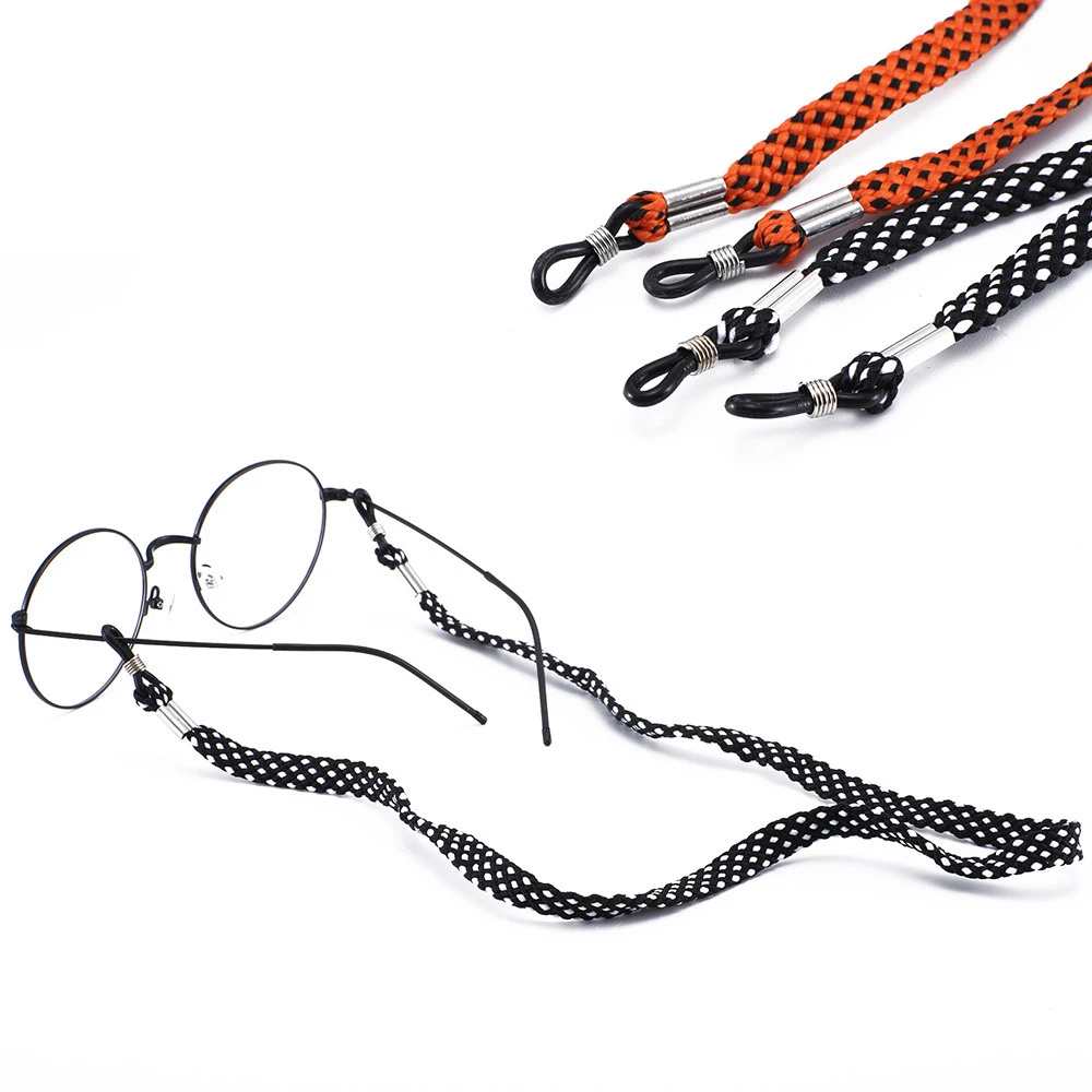 2pcs Fashion Polyester Anti Slip Sport Eyeglasses Glasses Cord Sunglasses Chain Holder String Black Orange