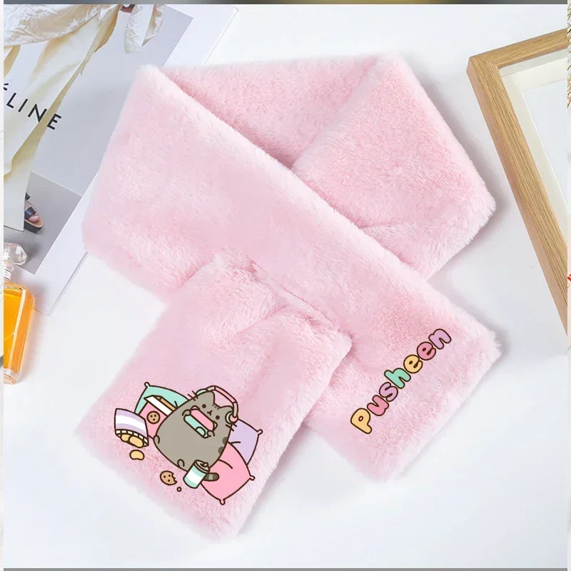 Lenço de pelúcia espessado para meninas, lenço de pescoço Kawaii Cartoon, lenço macio recheado para senhora, presentes de aniversário, moda inverno quente