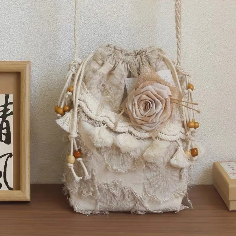 Flower Tassel Bag Crossbody Shoulder Bags Drawstring Bolsos mujer Lightweighte Bolsa Bolsas New Chinese Style Sac Femme
