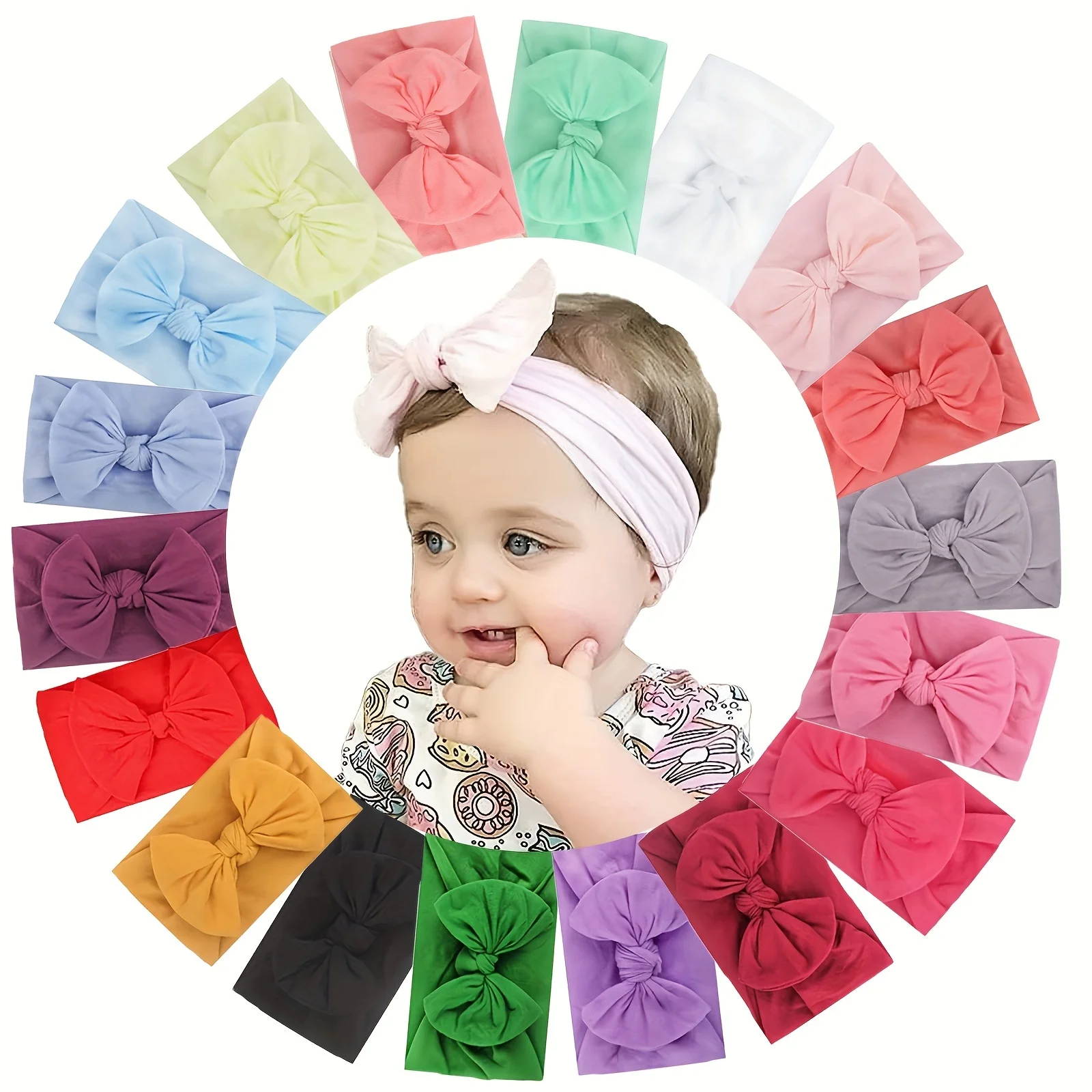 5pcs Headbands for Newborns Nylon Bows Girl Hair Bands for Newborn Infant Soft Elastic Headband Kids\' Hair Accessories for Girls