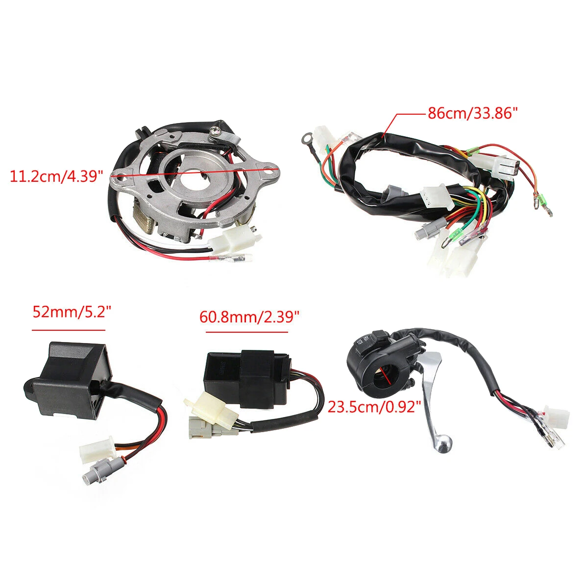 Leading-Edge-Motorcycle Wiring Harness Ignition Switch CDI Unit Brake Lever Coil Stator Assembly Kit For PW50