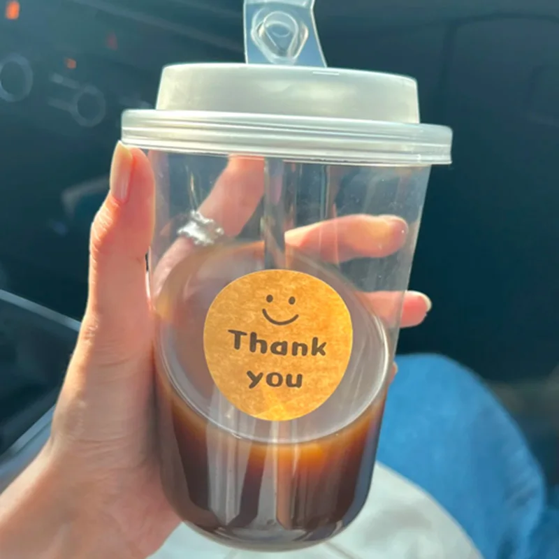 أكواب سميكة يمكن التخلص منها - PET، غطاء للمشروبات المباشرة، مانع للتسرب، مقاوم للحرارة، للمقاهي ومحلات الشاي بالحليب #4