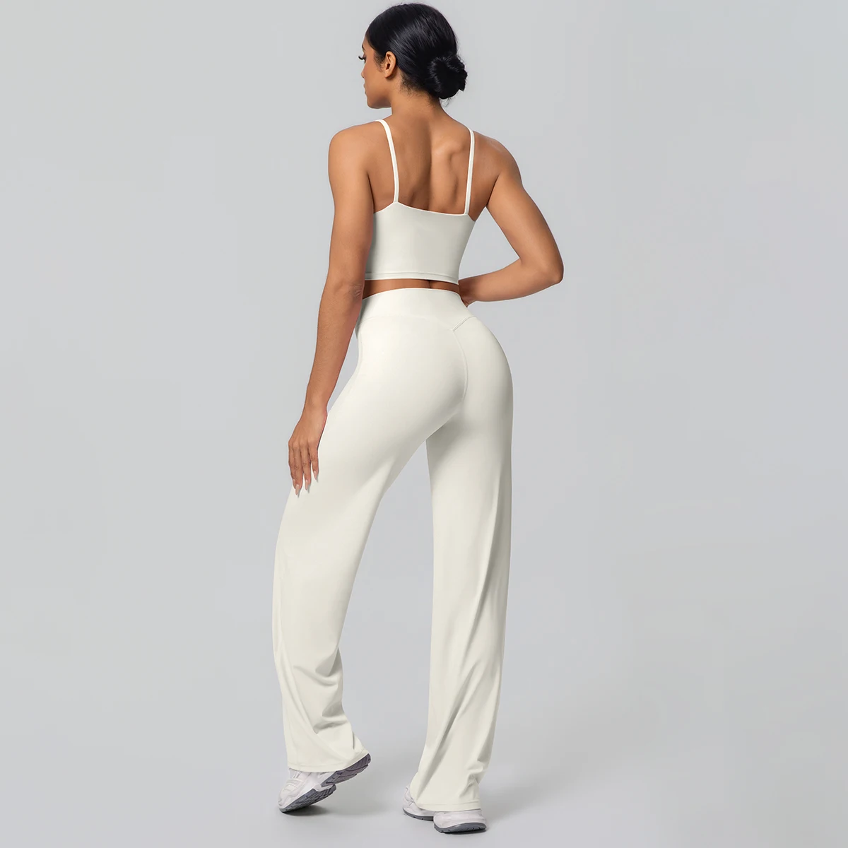 Frauen Schnell Trocknend Gym Sport Fitness Kleidung Yoga Set Backless Sexy Strap Bh mit Brust Pad Hohe Taille Breite Bein Hosen Set – Detail 27