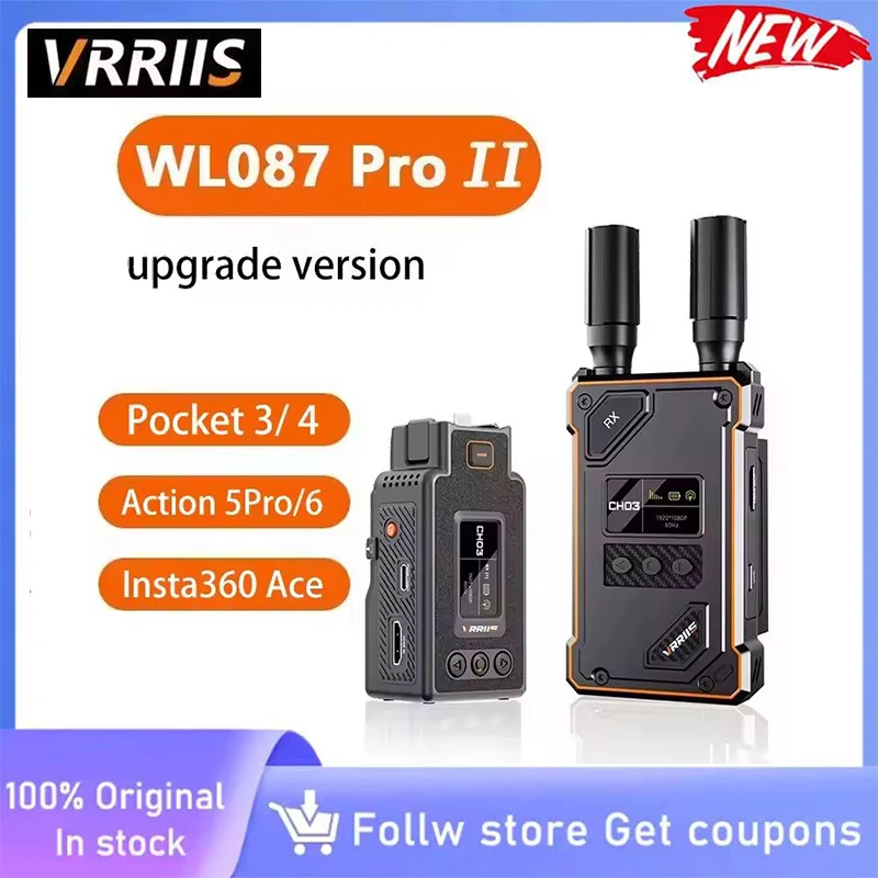 VRRIIS WL087Pro II updated version, compatible with Pocket 3/4, Action 5Pro/6, Insta360 Ace 1920×1080 video resolution