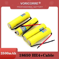 Oryginalna bateria HE4 2500mAh li-lon 18650 3.7V zasilanie akumulatory 20A rozładowanie + DIY kabel żelowany krzemionkowego