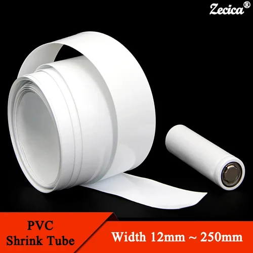 Tubo termorretráctil de PVC de 1m ~ 20m, paquete de batería Lipo 18650, película de protección aislada de 12mm ~ 250mm, funda de litio, funda de Cable blanca