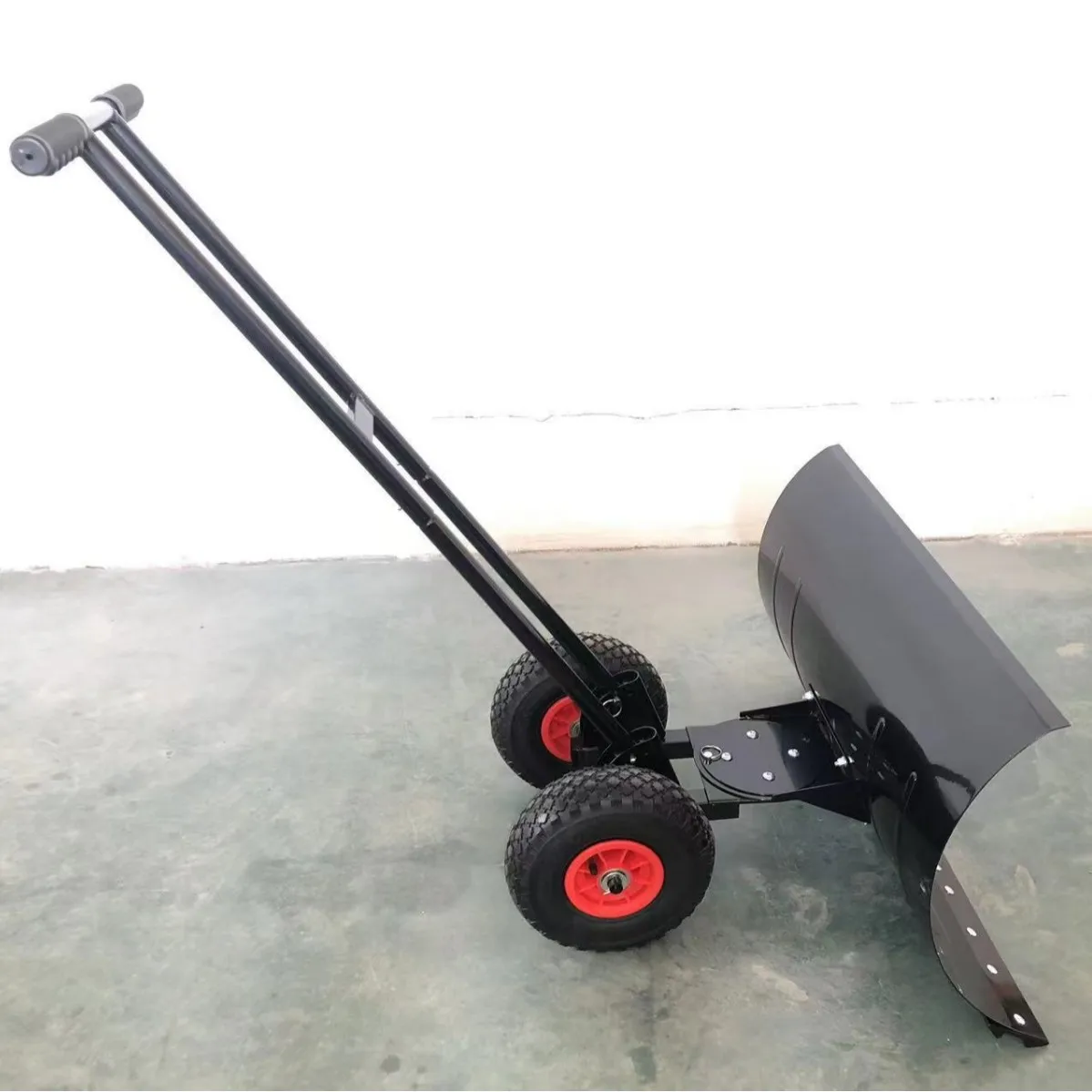 Wheeled Snow Pusher & Sweeper Cart - Outdoor Manual Snow Removal Tool
