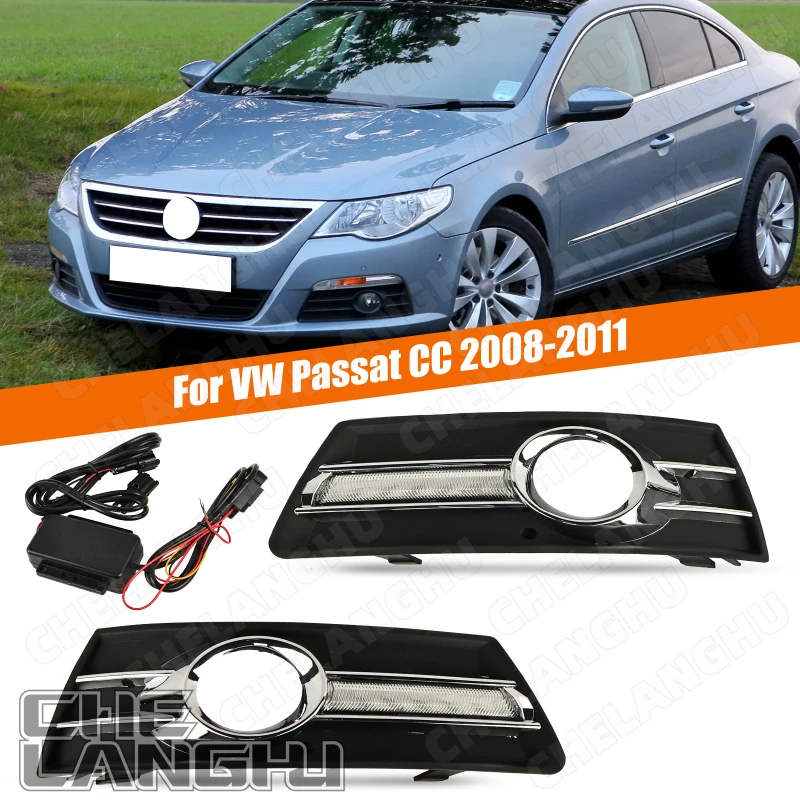 

2pcs Car LED DRL For VW Passat CC 2008 2009 2010 2011 Car-styling LED DRL Daytime Running Lights With Wire Of Harness