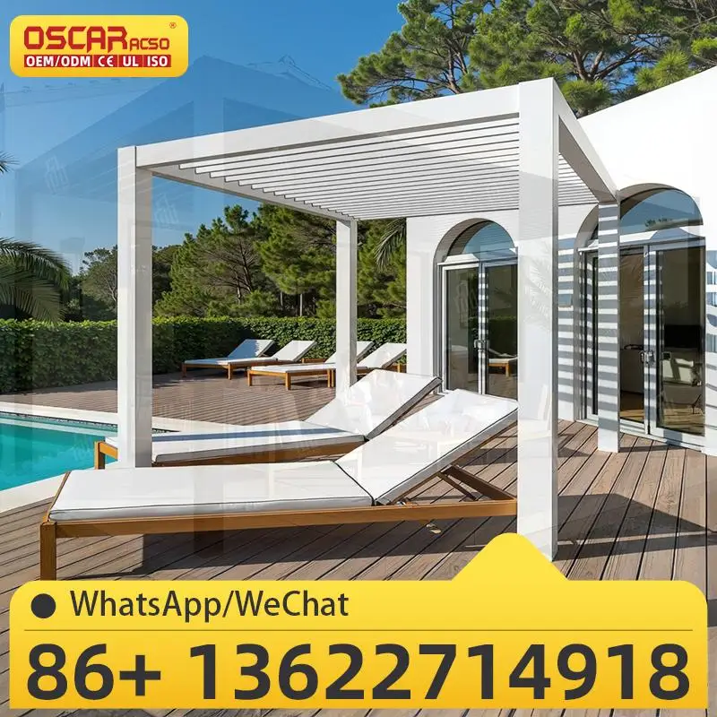 

Customizable Size Outdoor Aluminum Retractable Louvered Structure for Garden Patio and Backyard pergola