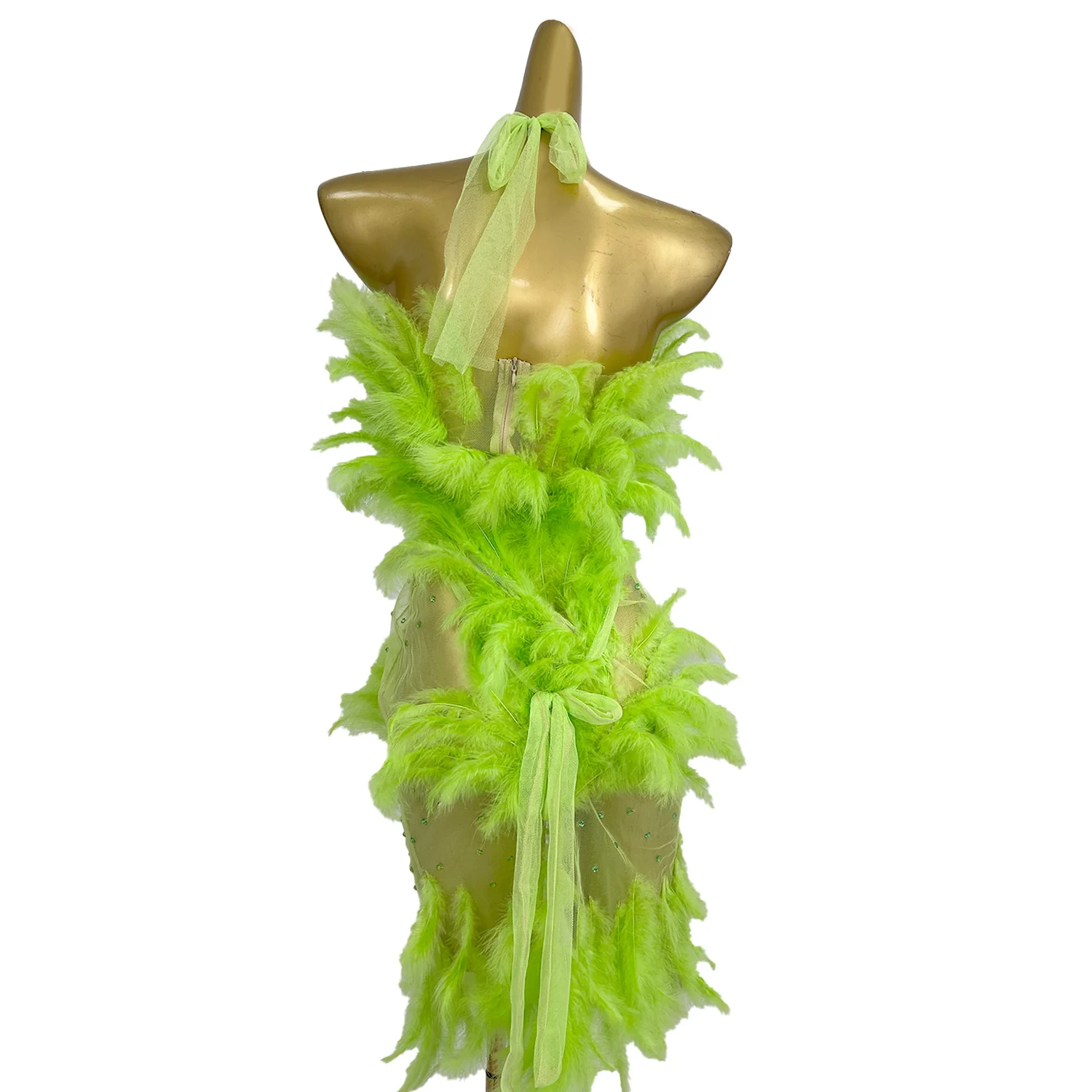 ชุดเดรสยาวสำหรับงานวันเกิดแบบเซ็กซี่ สายผูกคอ เปิดหลัง ประดับขนนกและคริสตัล เหมาะสำหรับงานปาร์ตี้กลางคืน งานพรอม งานราตรี งานแสดง และงานเทศกาล