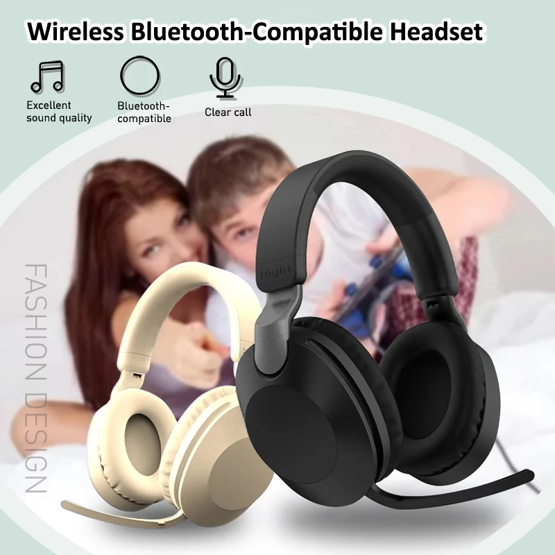 

Wireless Bluetooth-Compatible Headphones Eearphone with Mic Hands-free HIFI Stereo BT5.1 Over-Ear Headset for Call and Music