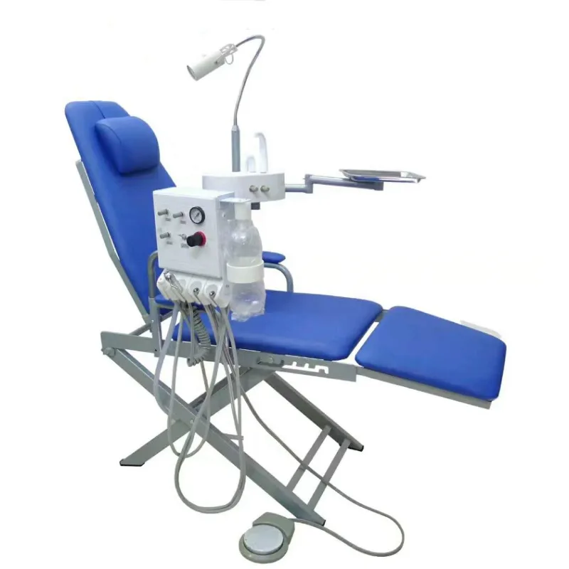 Cheap Dental- Unit Dental- Chair Complete Set Dental- Folding Chair Sale with Led Lamp and Portable Turbine Unit