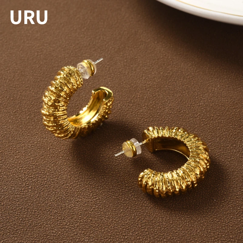 Fashion Jewelry Vintage Temperament Metal Texture Hoop Earrings For Women Party Gifts Simply Design Ear Accessories Hot Sale
