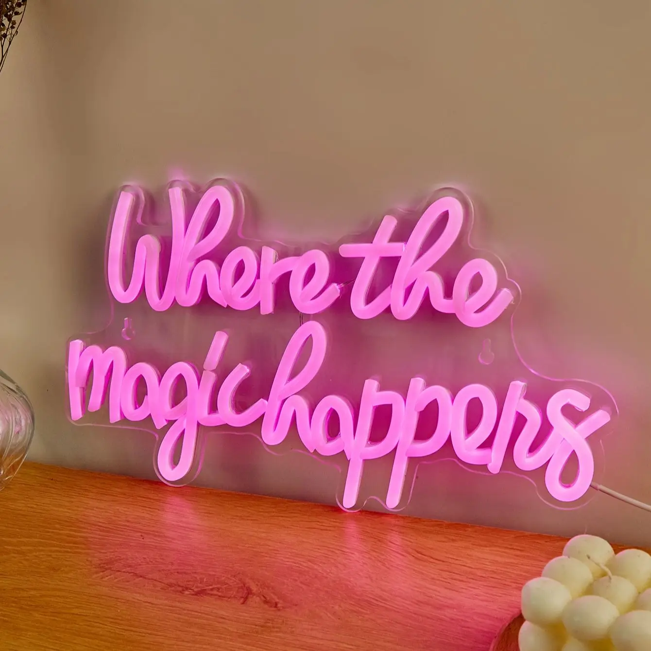 Chi-buy LED Neon Magic Happens USB Powered Neon Signs Decor Lamp Signs Birthday Gift Wall Art For Bedroom Room Bar Shop