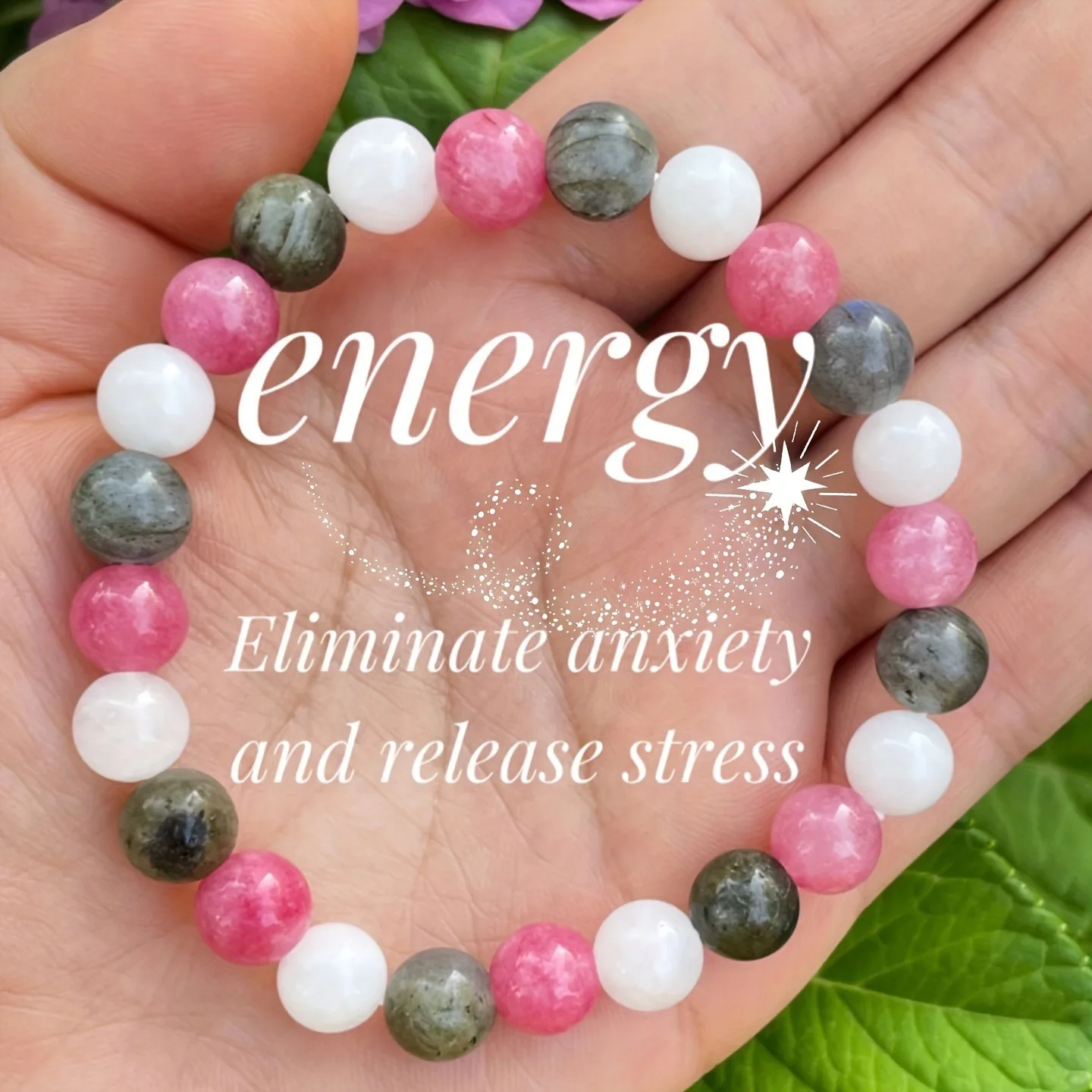 OAIITE Lovely Pink Gift Bracelet For Women Natural Stone Beads Rosary Bracelet Yoga Meditation Spiritual Healing Bracelet