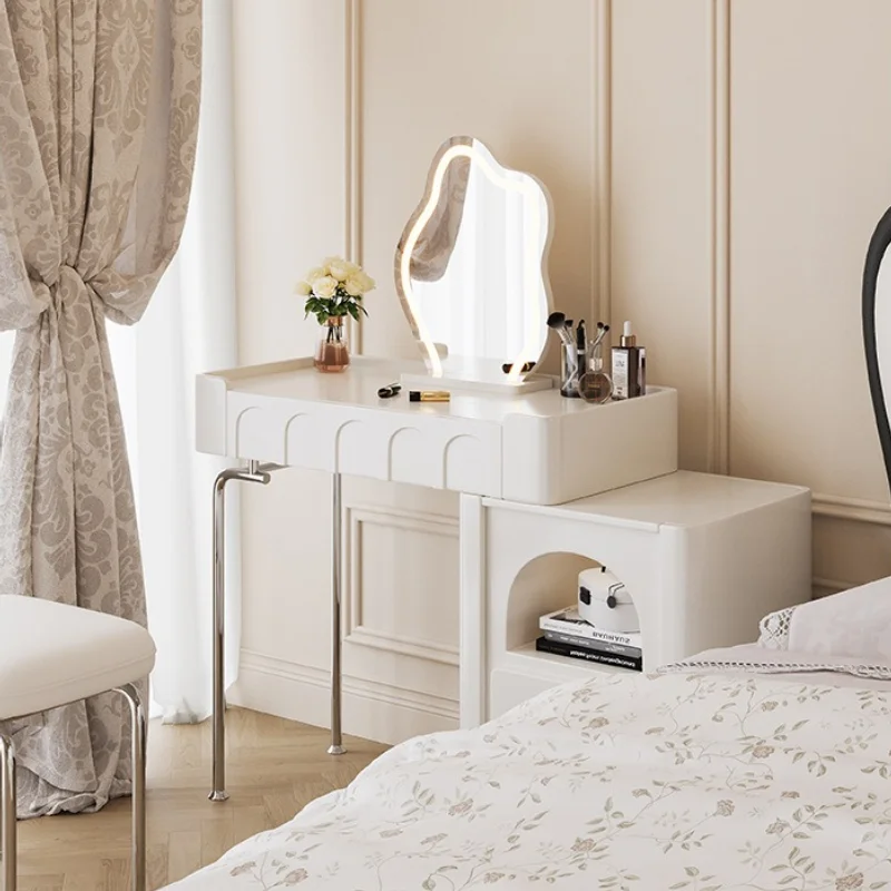 

French Cream Style Makeup Vaniti Small-sized Solid Wood Makeup Vaniti Modern Retro Bedroom Furniture Ban Trang DiemYS40CC