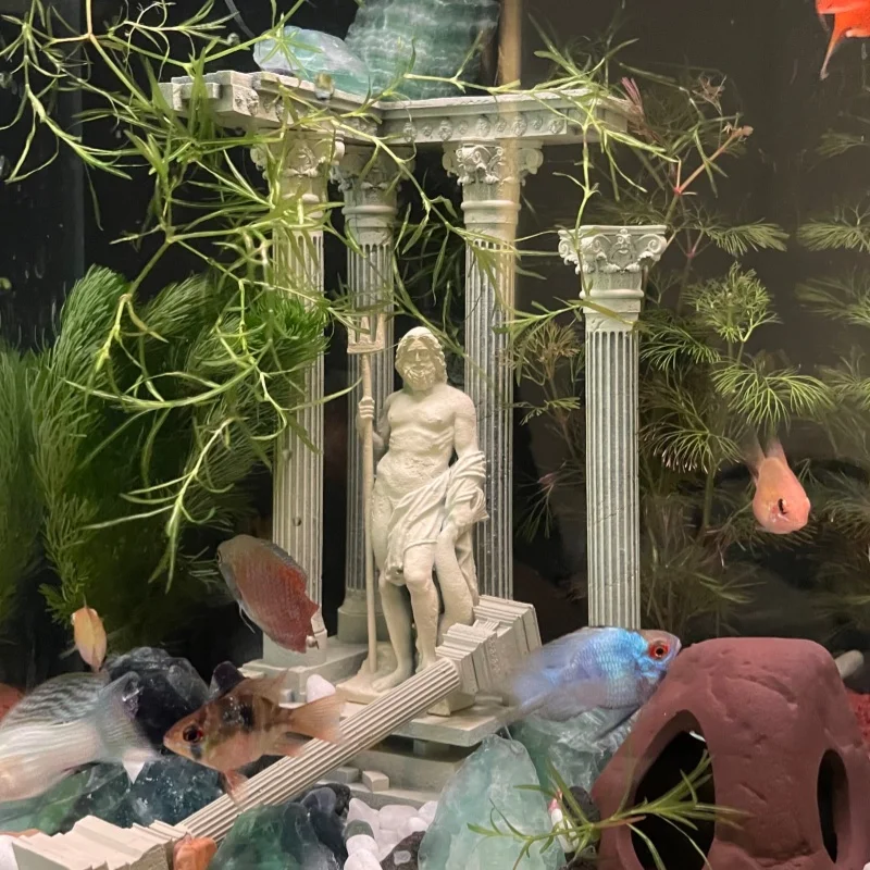 In Stock Fish Tank Aquascape Roman Column Ornament 185mm  Resin Aquarium Decor Ltcp-407 Collection Decoration Model Toy Gifts