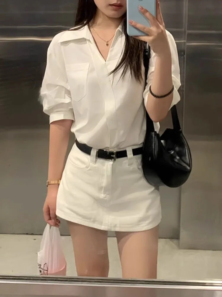 

Большие размеры, американская белая джинсовая юбка, женская осенняя новинка, антилегкая облегающая ультра-короткая юбка трапециевидной формы, брюки